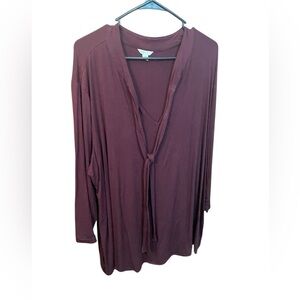Cato Women's Plum Tie Front Top - Size 26/28